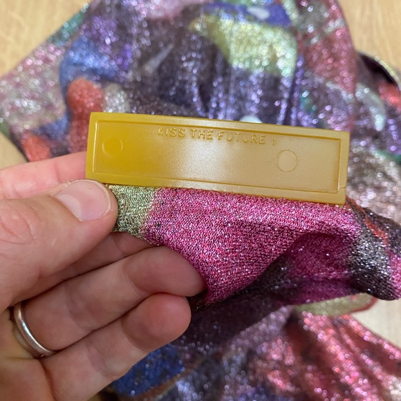 y2k Walter Van Beirendonck shimmer elastic retro colorful tee S Kiss The Future - Picture 8 of 9